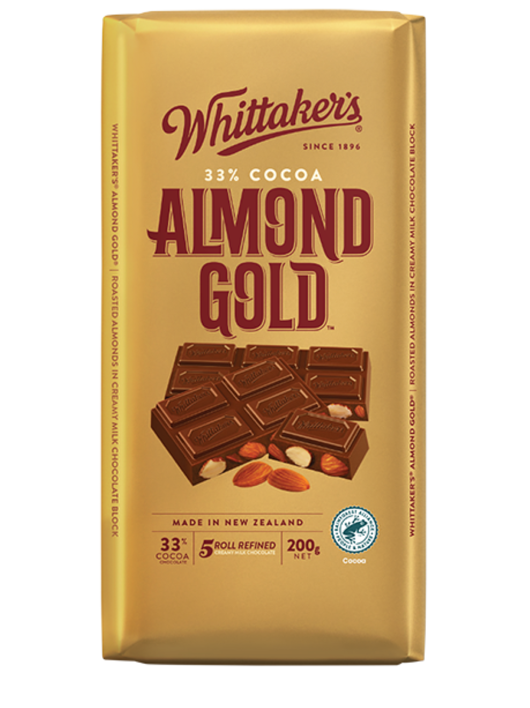 WHITTAKERS BLOCK ALMOND GOLD 200G